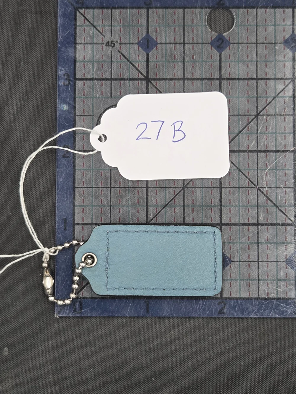 Coach Teal Leather Tag Keychain